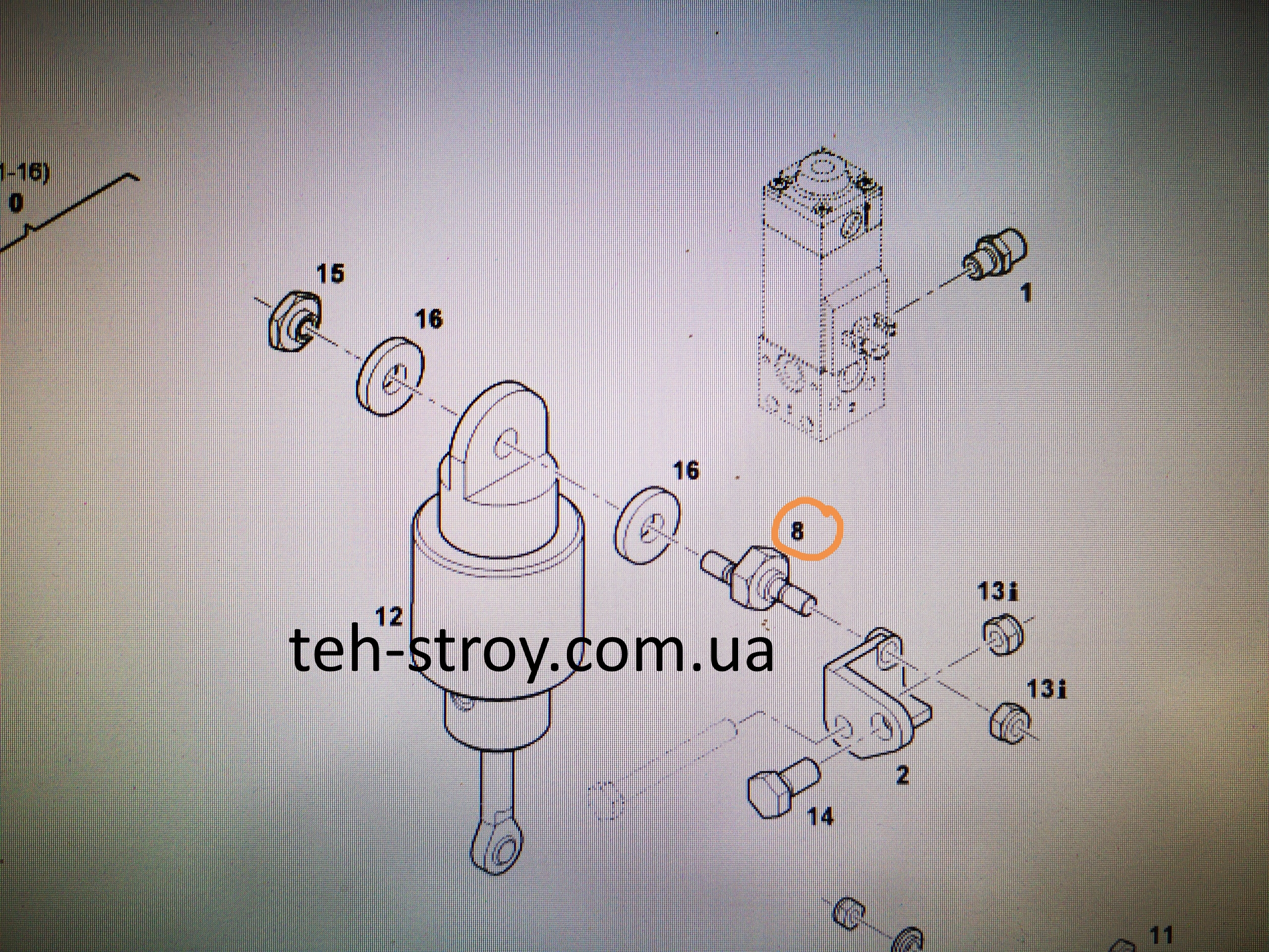 Болт ексцентрик пневматичного циліндра на газ Putzmeister 740/4 Original